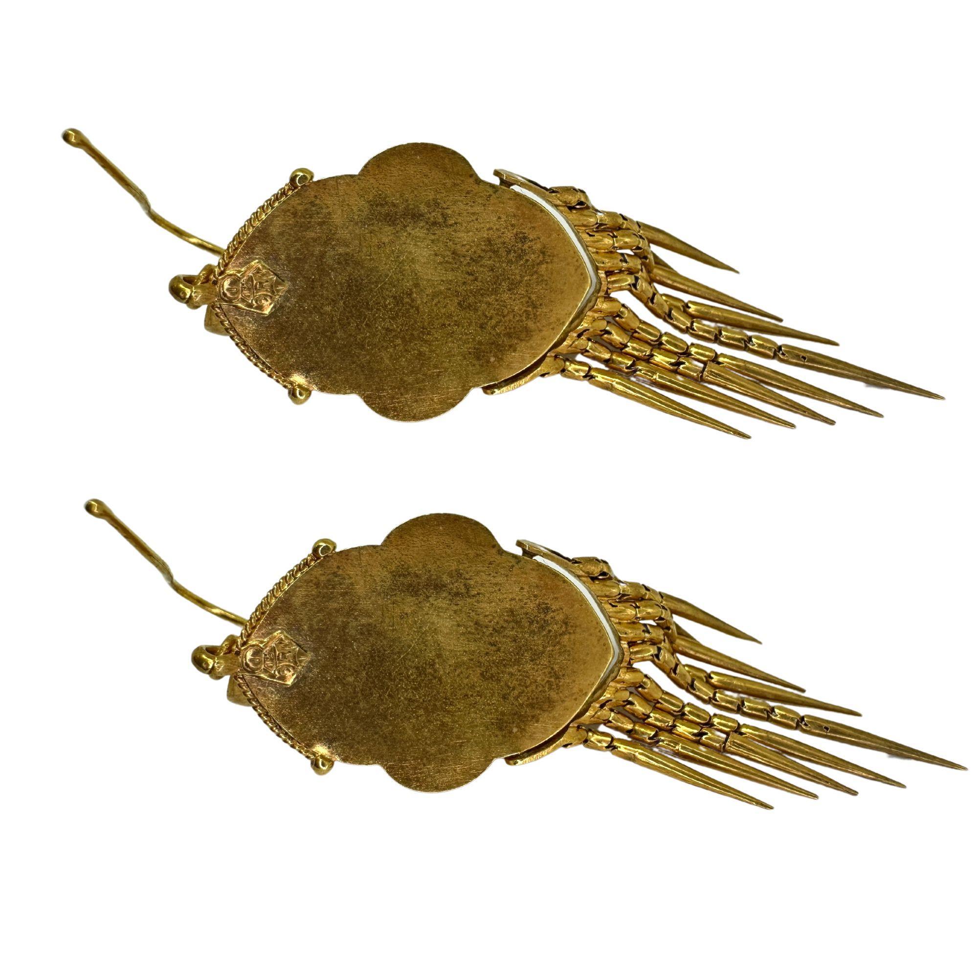 Women's 14k Victorian Gold and Garnet Tassel Earrings For Sale