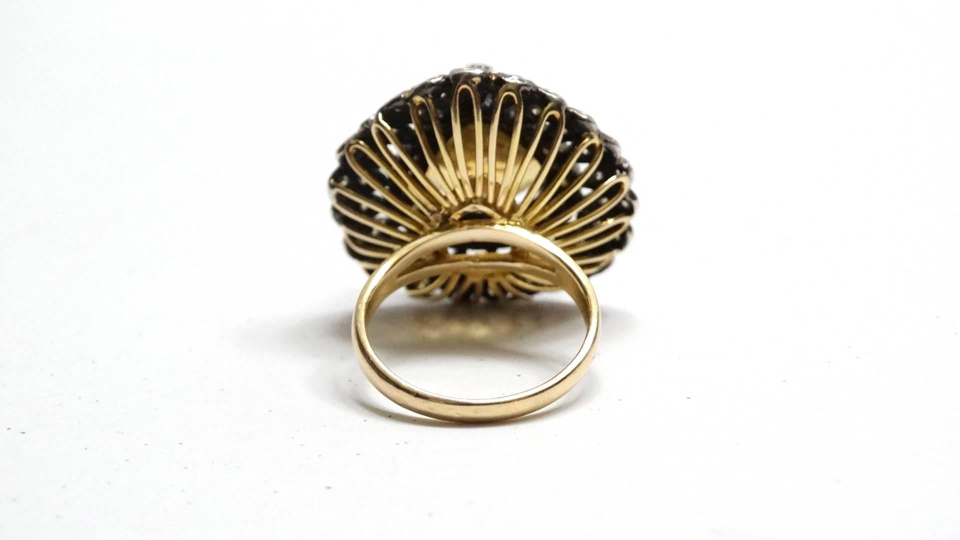 14k Victorian Gold Citrine Diamond Cocktail Ring  In Excellent Condition For Sale In Scottsdale, AZ