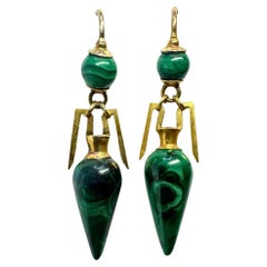 14k Victorian Green Malachite Earrings