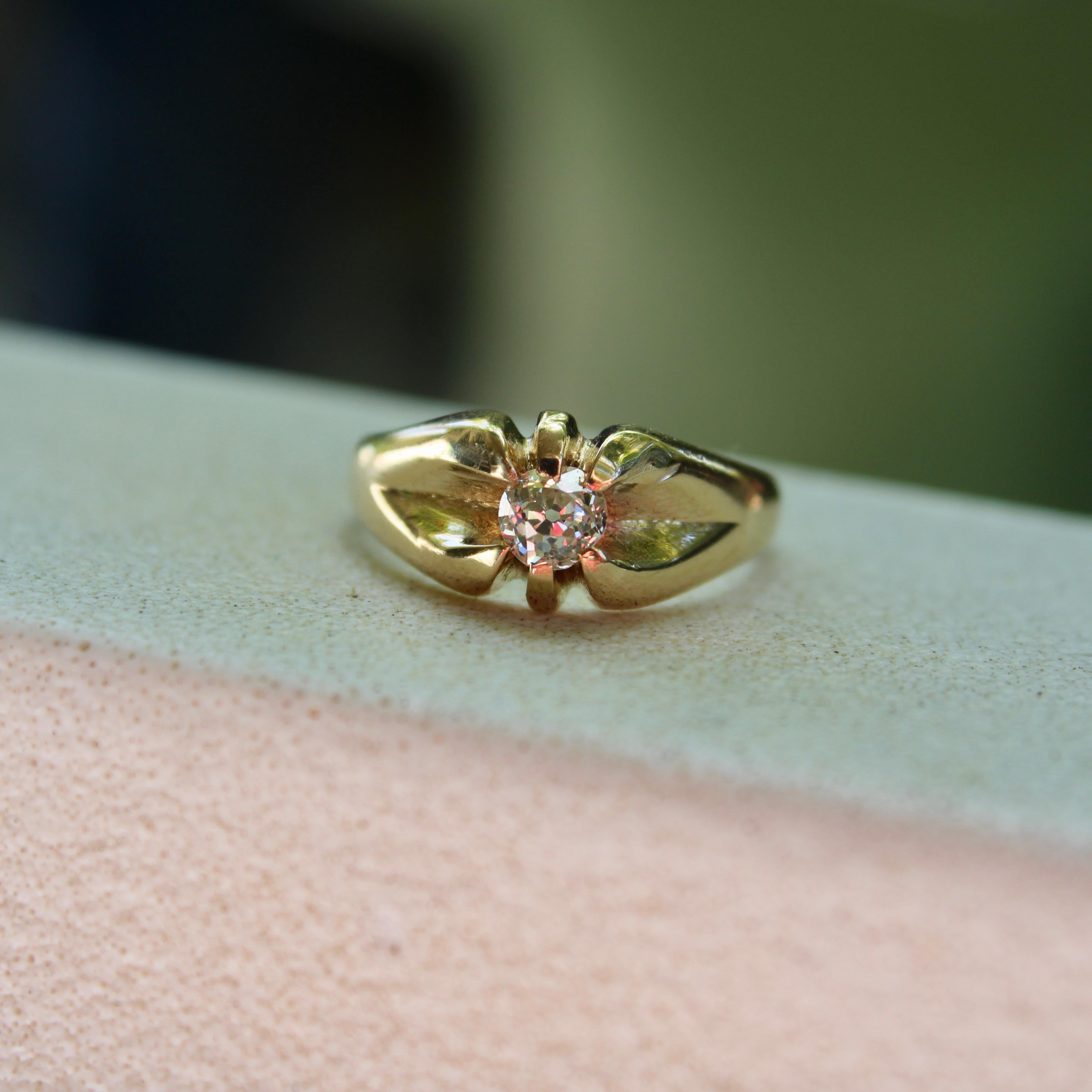 14K viktorianischen alten Mine Cut Diamantring im Angebot 4
