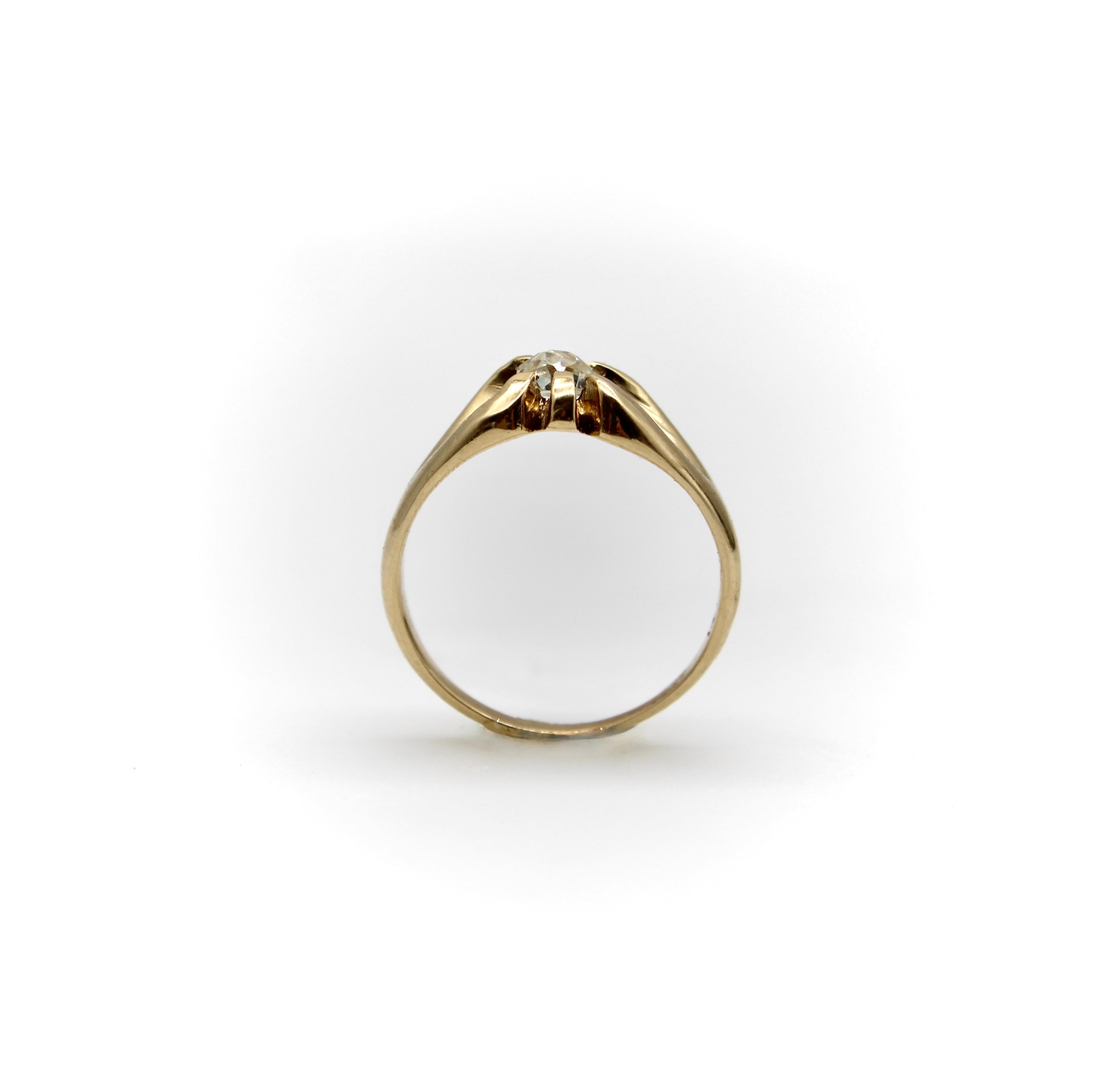 14K viktorianischen alten Mine Cut Diamantring im Angebot 1