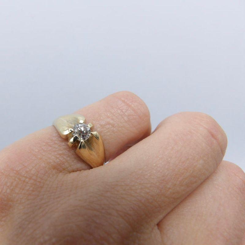 14K viktorianischen alten Mine Cut Diamantring im Angebot 3
