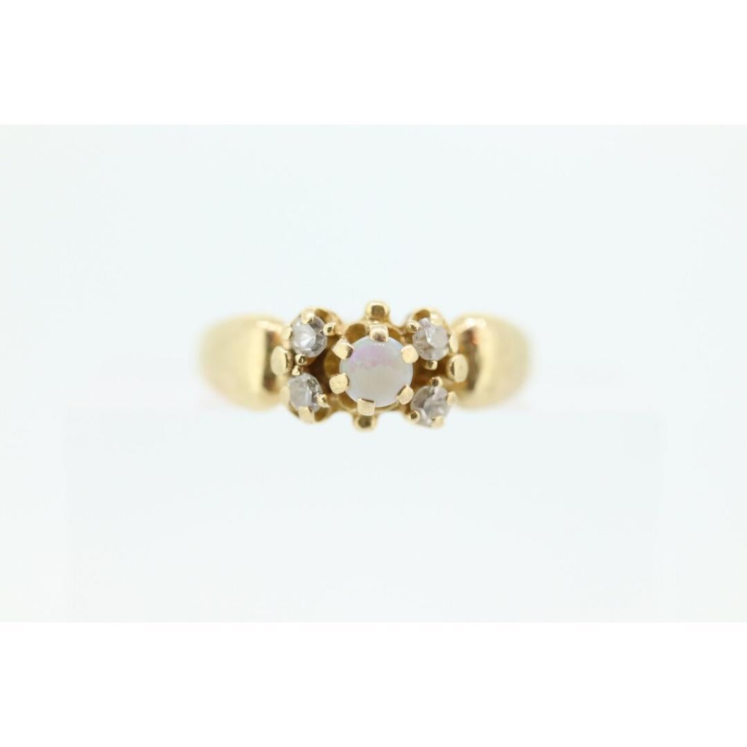 14k Victorian Opal and Diamond ring. 14k Gold Victorian claw opal ring. For Sale 1