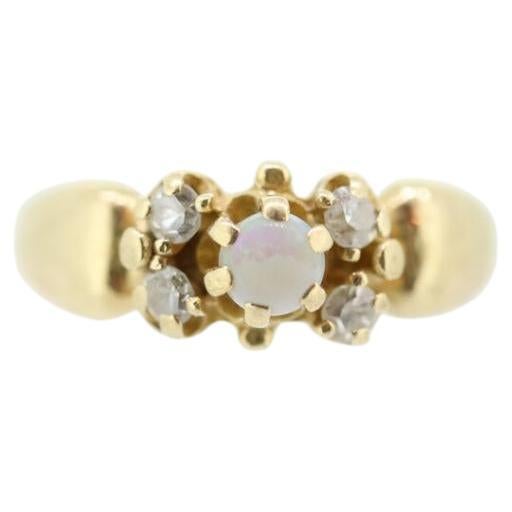 14k Victorian Opal and Diamond ring. 14k Gold Victorian claw opal ring.