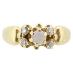 14k Victorian Opal and Diamond ring. 14k Gold Victorian claw opal ring.