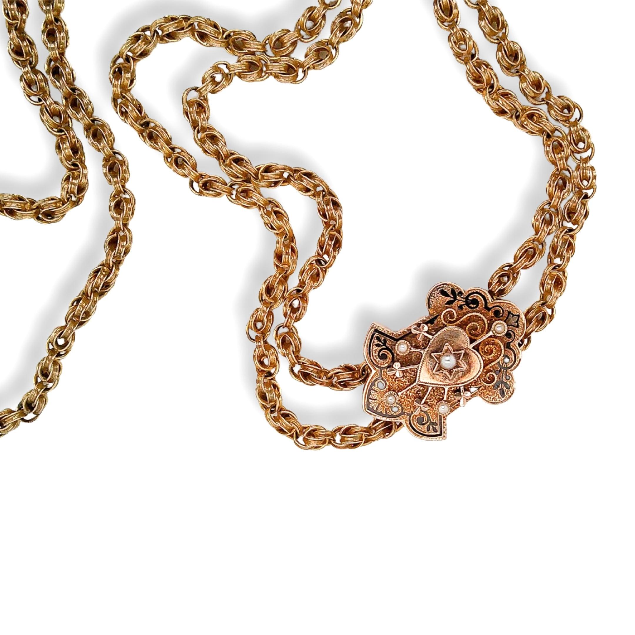 14k Victorian Slide Link Pendant Necklace In Excellent Condition In Montgomery, AL