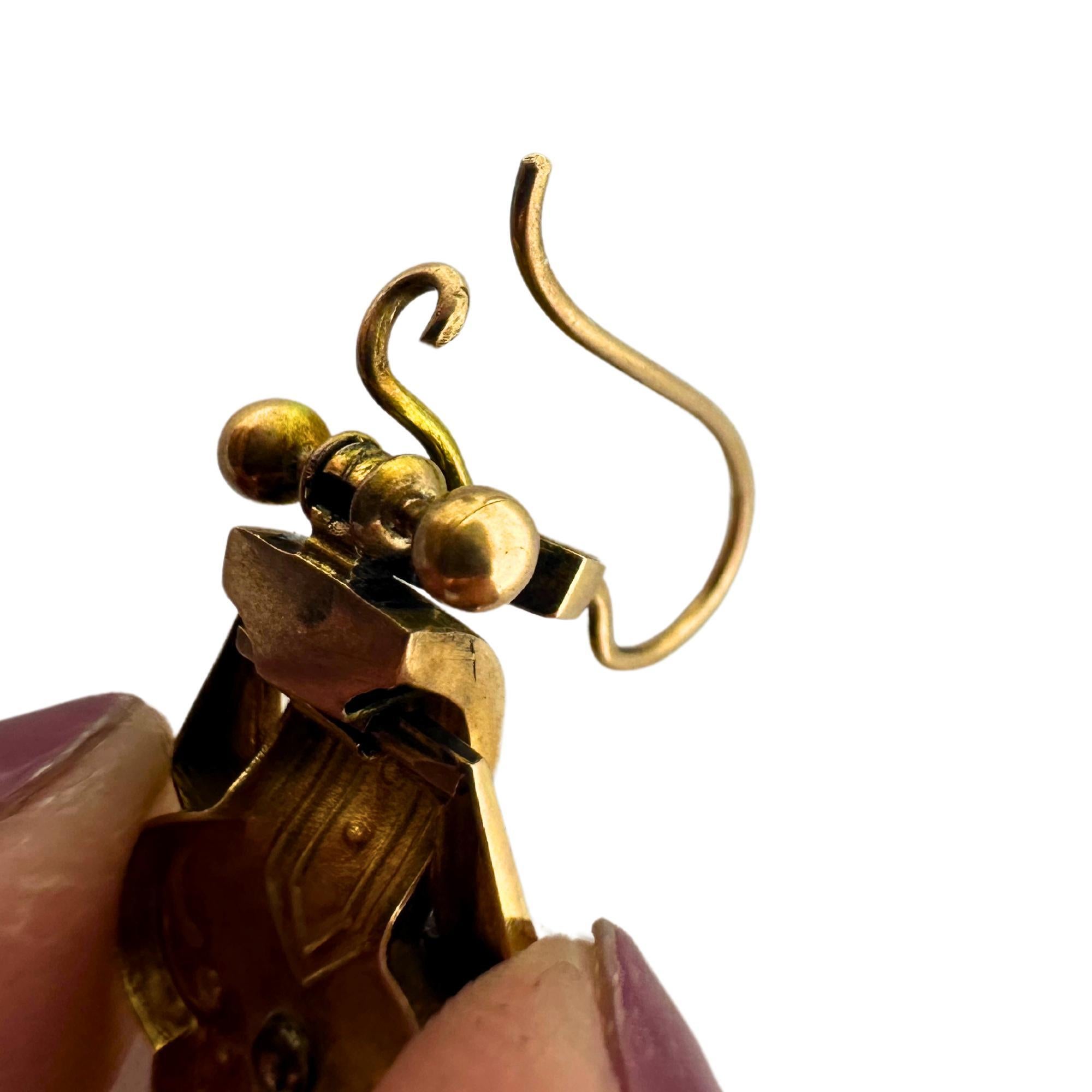 14k viktorianische Taille D'epargne-Ohrringe Damen