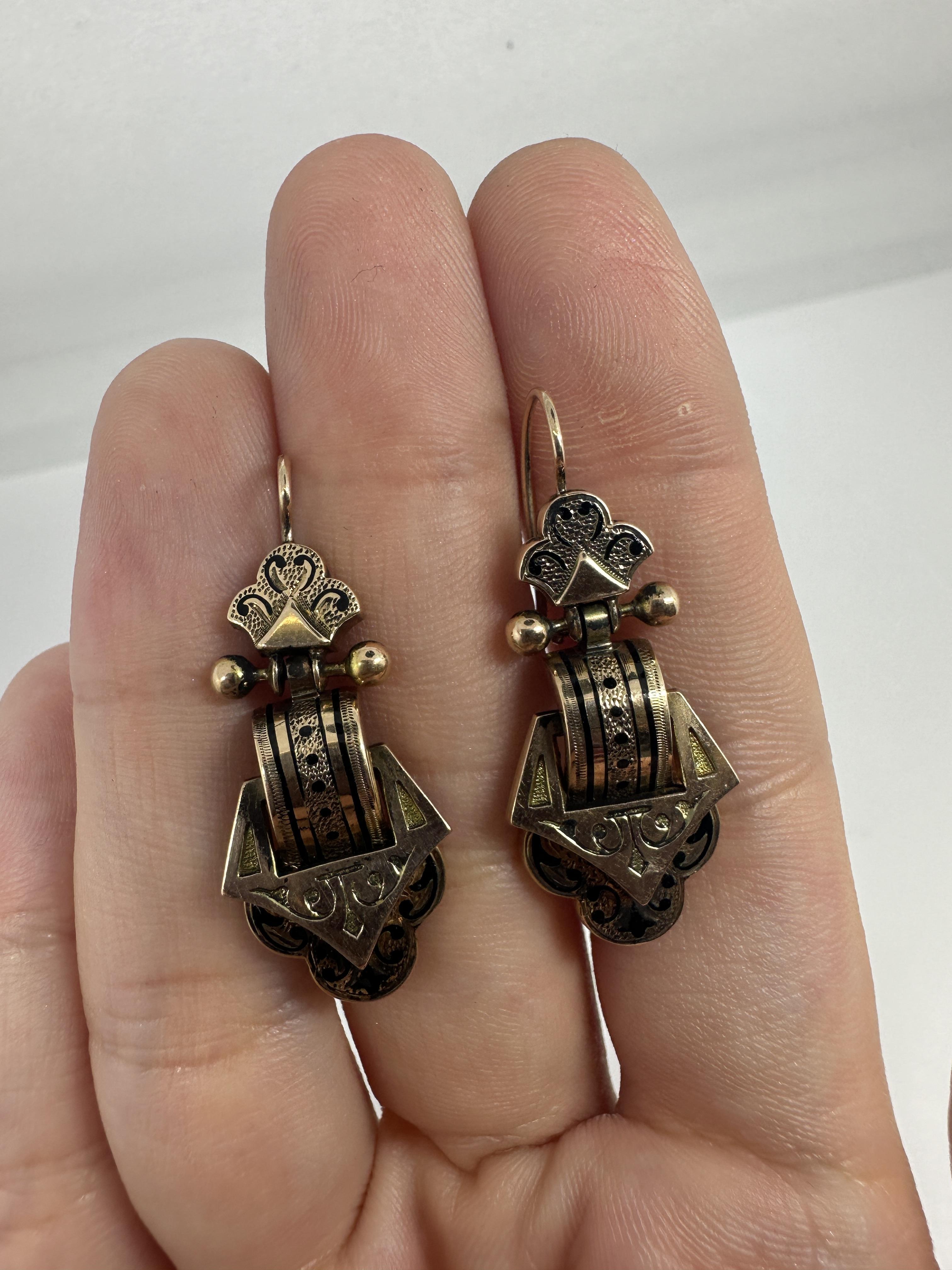 14k viktorianische Taille D'epargne-Ohrringe 1