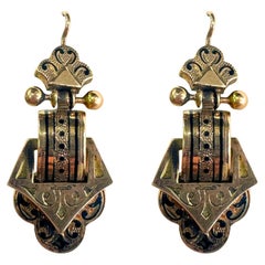 14k viktorianische Taille D'epargne-Ohrringe