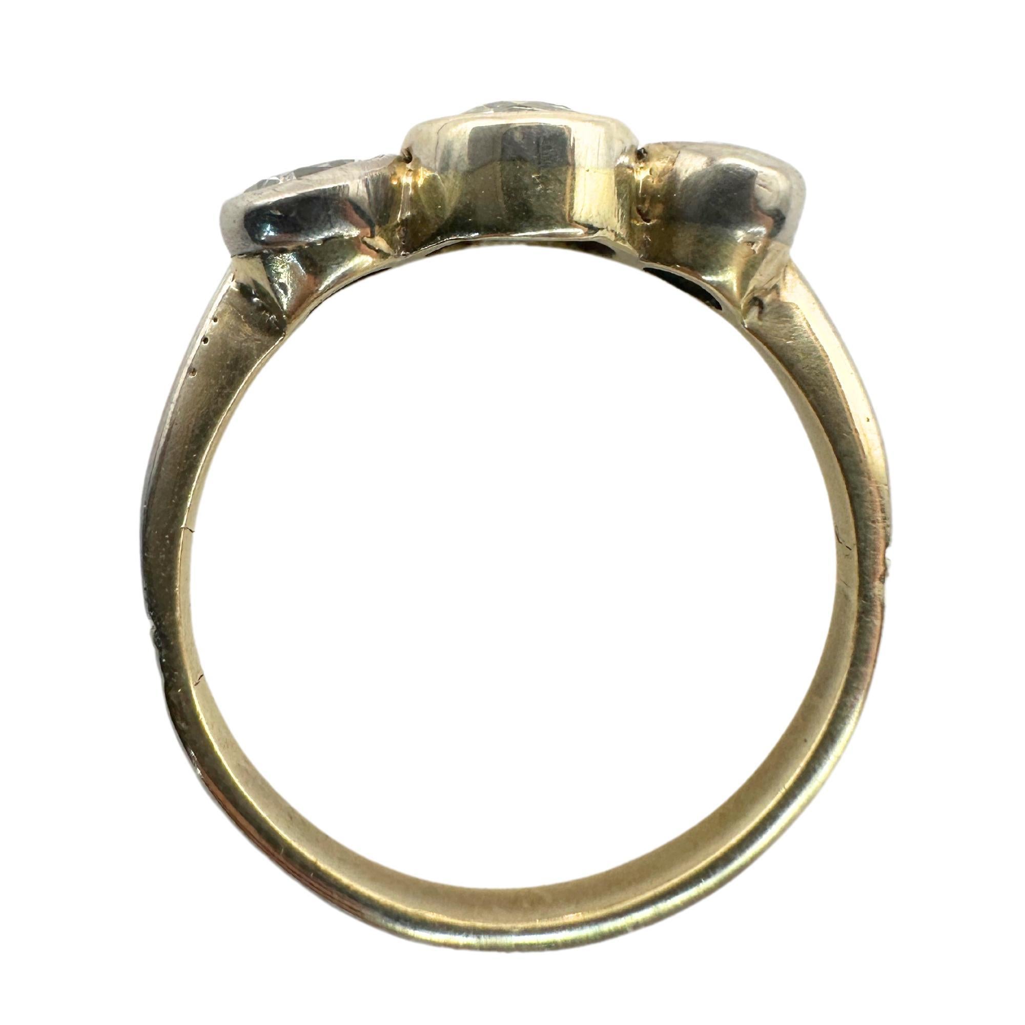14k viktorianischer Verlobungsring mit drei Steinen und Diamanten Damen