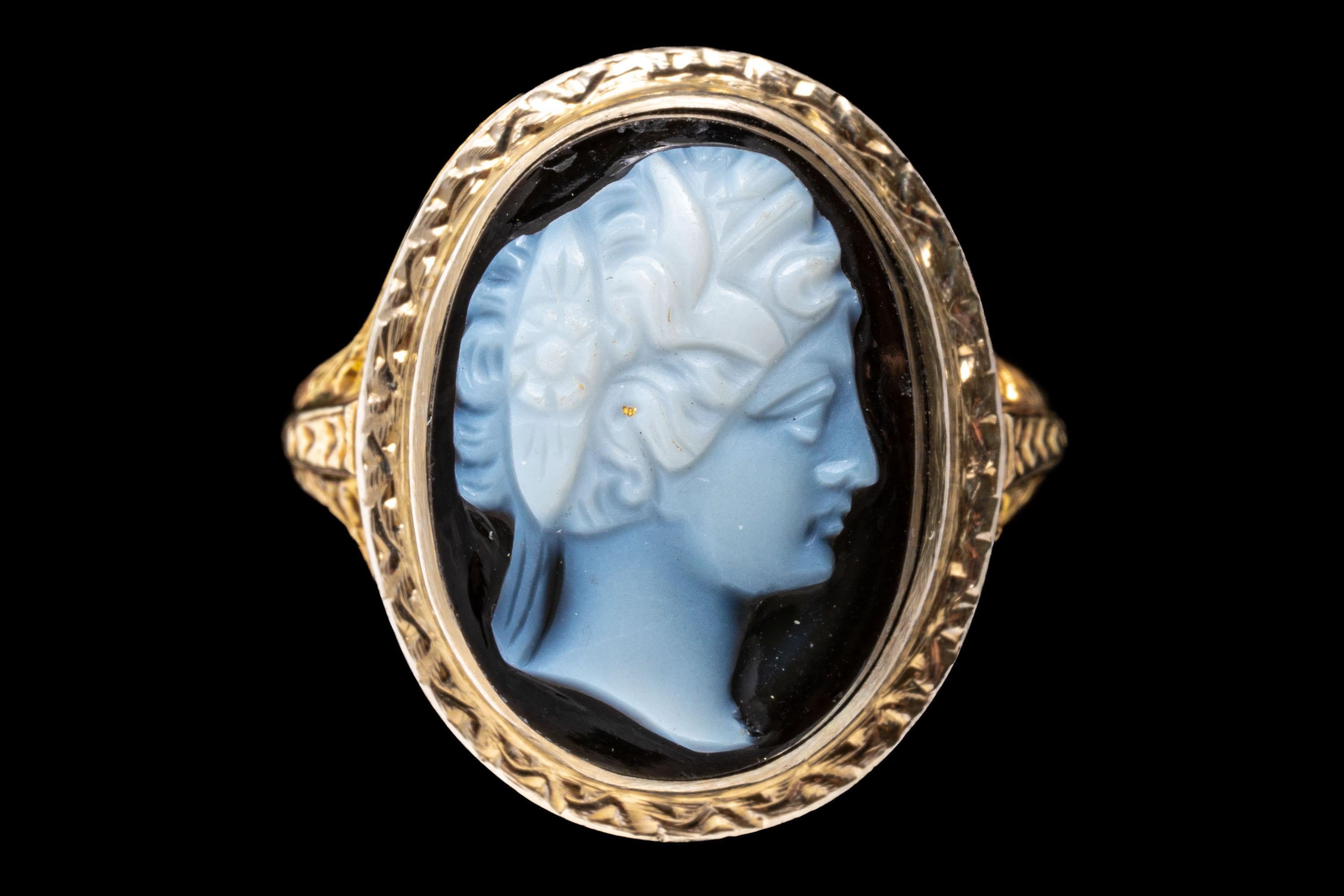 black and white cameo ring