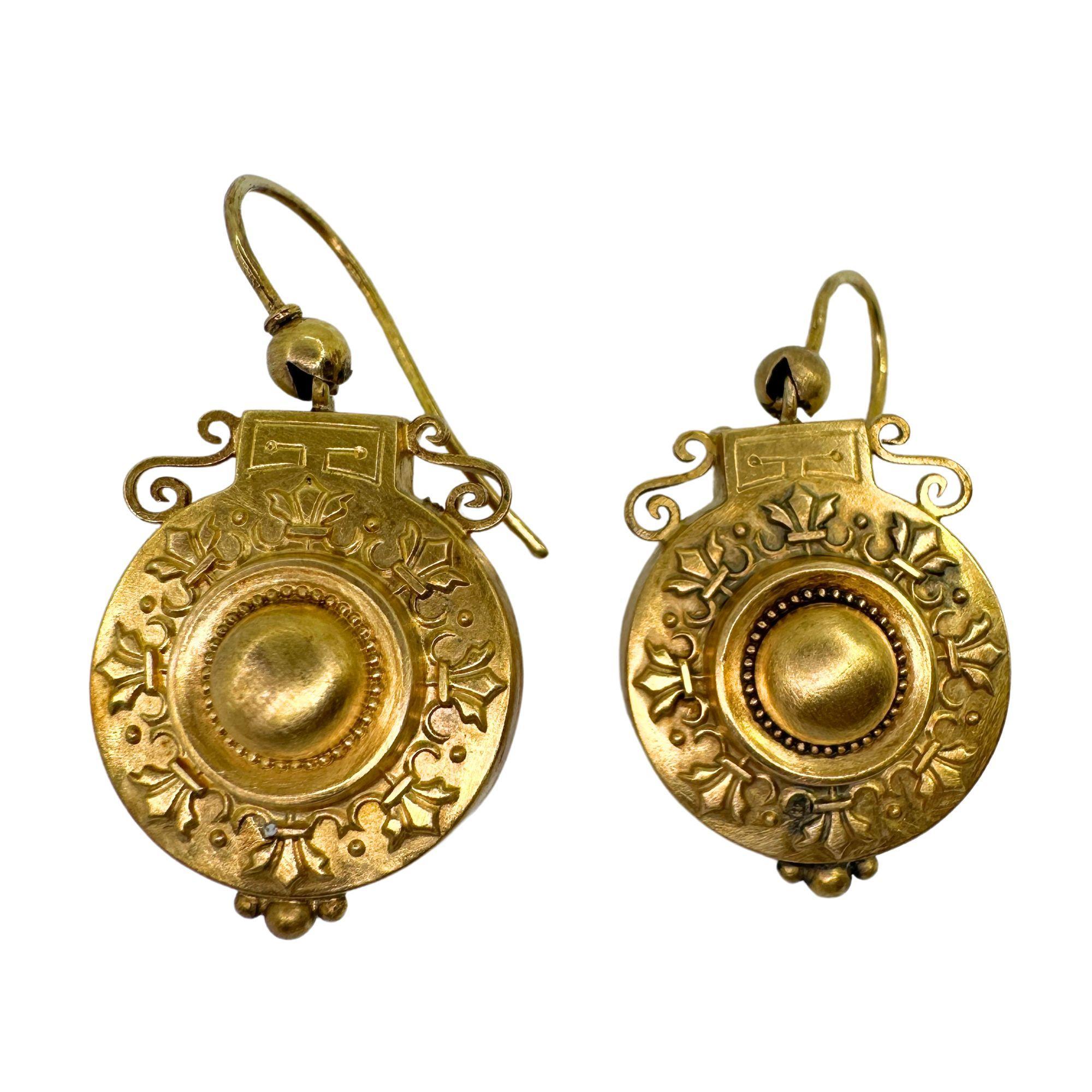 Victorian 14k Vintage Drop Earrings For Sale