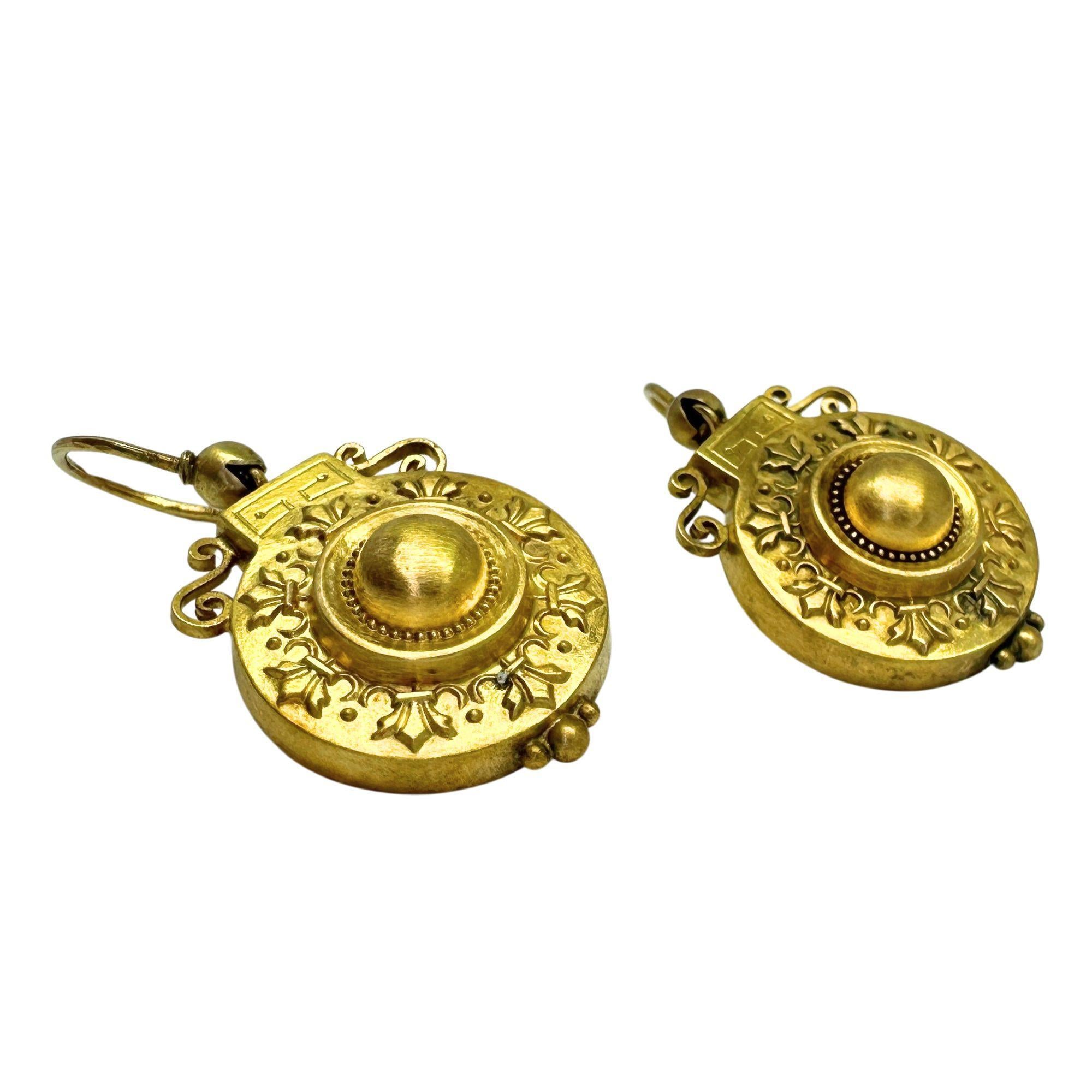 14k Vintage Drop Earrings In Good Condition For Sale In New York, NY