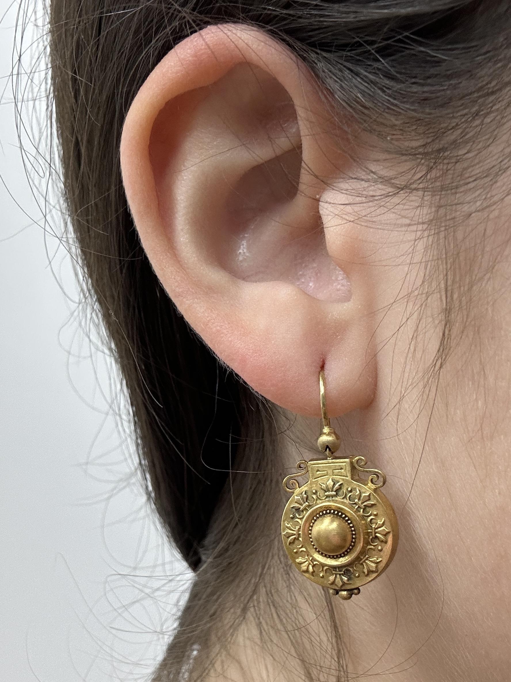 Women's 14k Vintage Drop Earrings For Sale