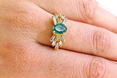 14 Karat Vintage Emerald and Diamond Ladies Ring