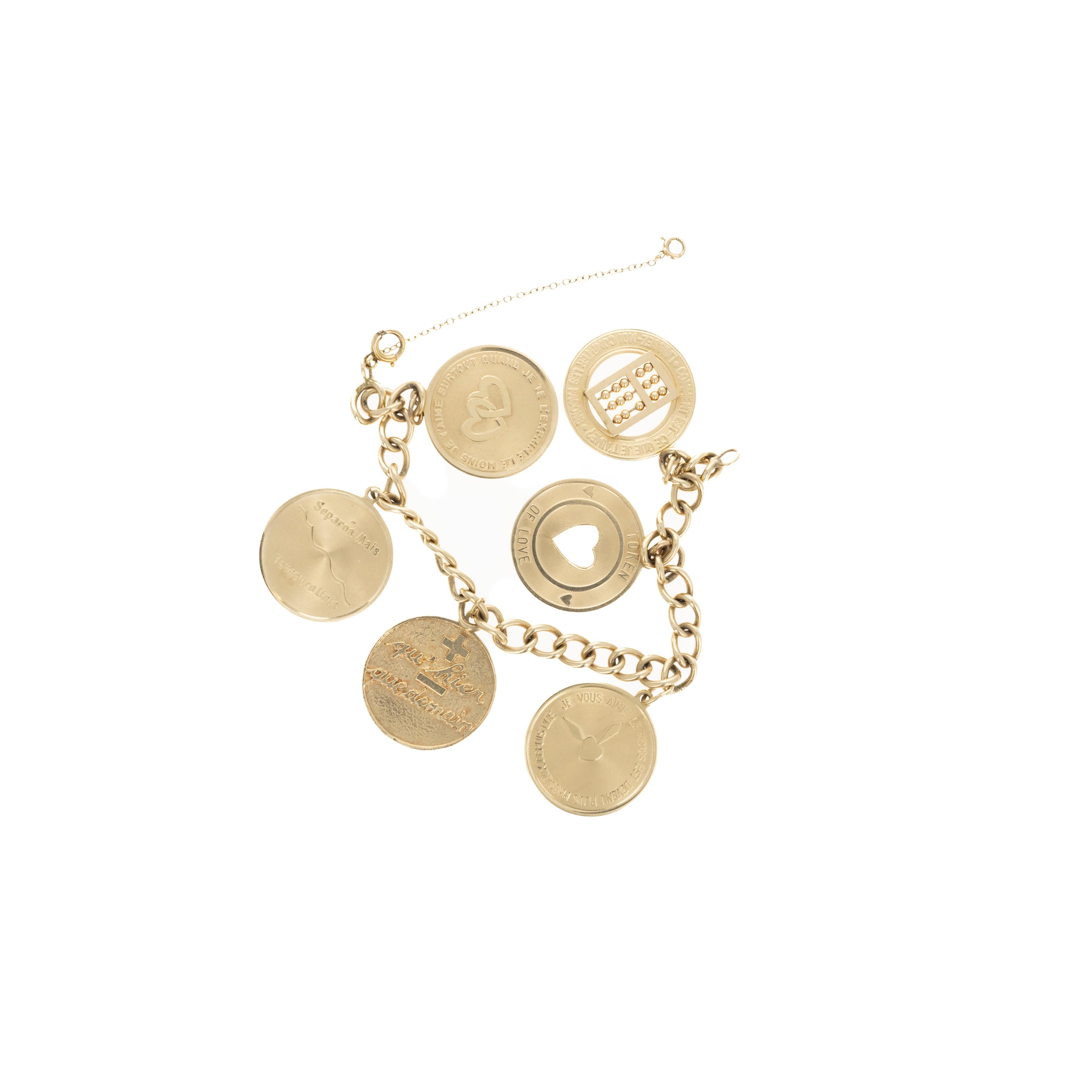 Ära: Vintage Nachlass
Zusammensetzung: 14K Gelbgold
Gewicht des Armbands: 42,4 Gramm
Armband Länge: 7 Zoll
Artikel Barcode: 870239