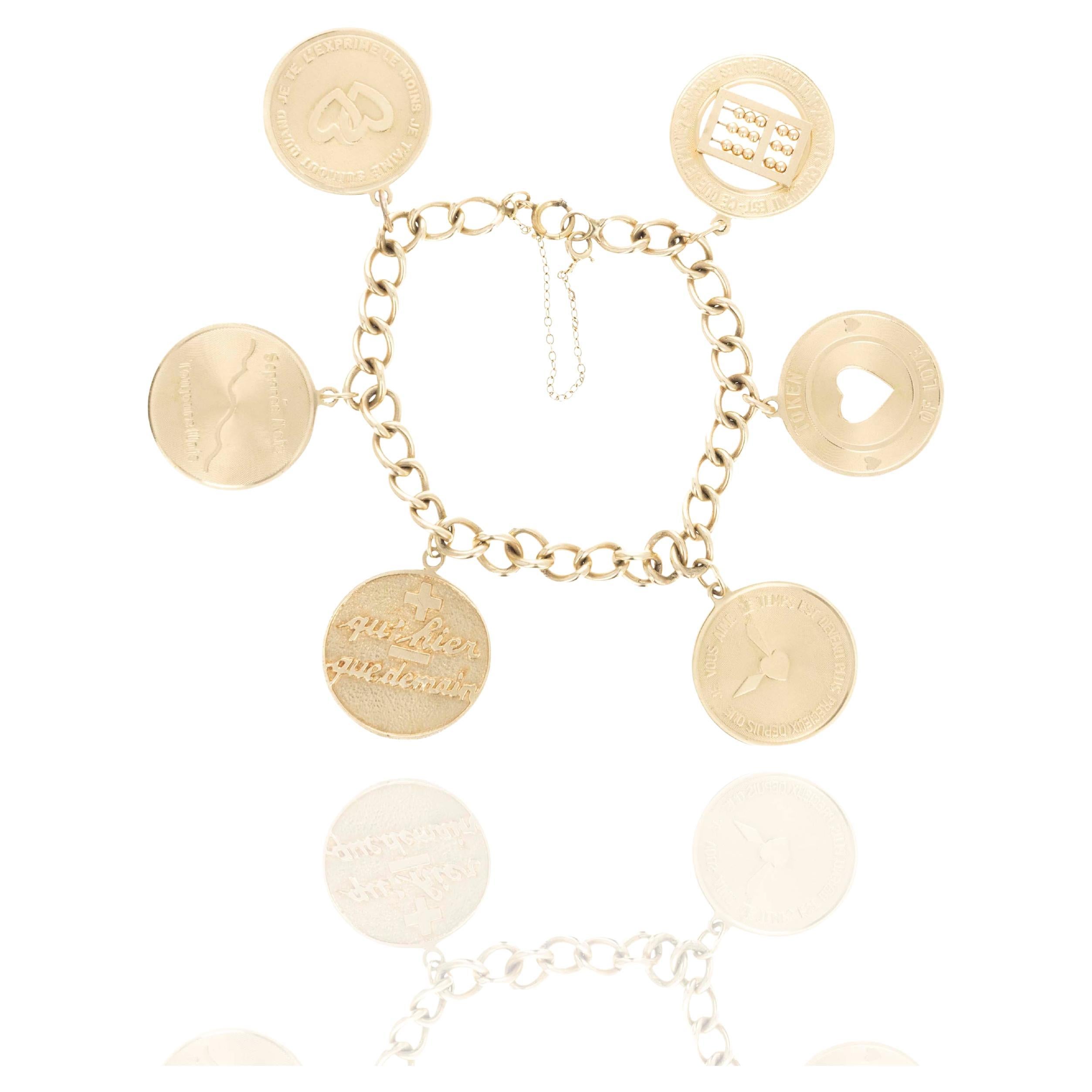 14K Vintage French Love Token Bracelet