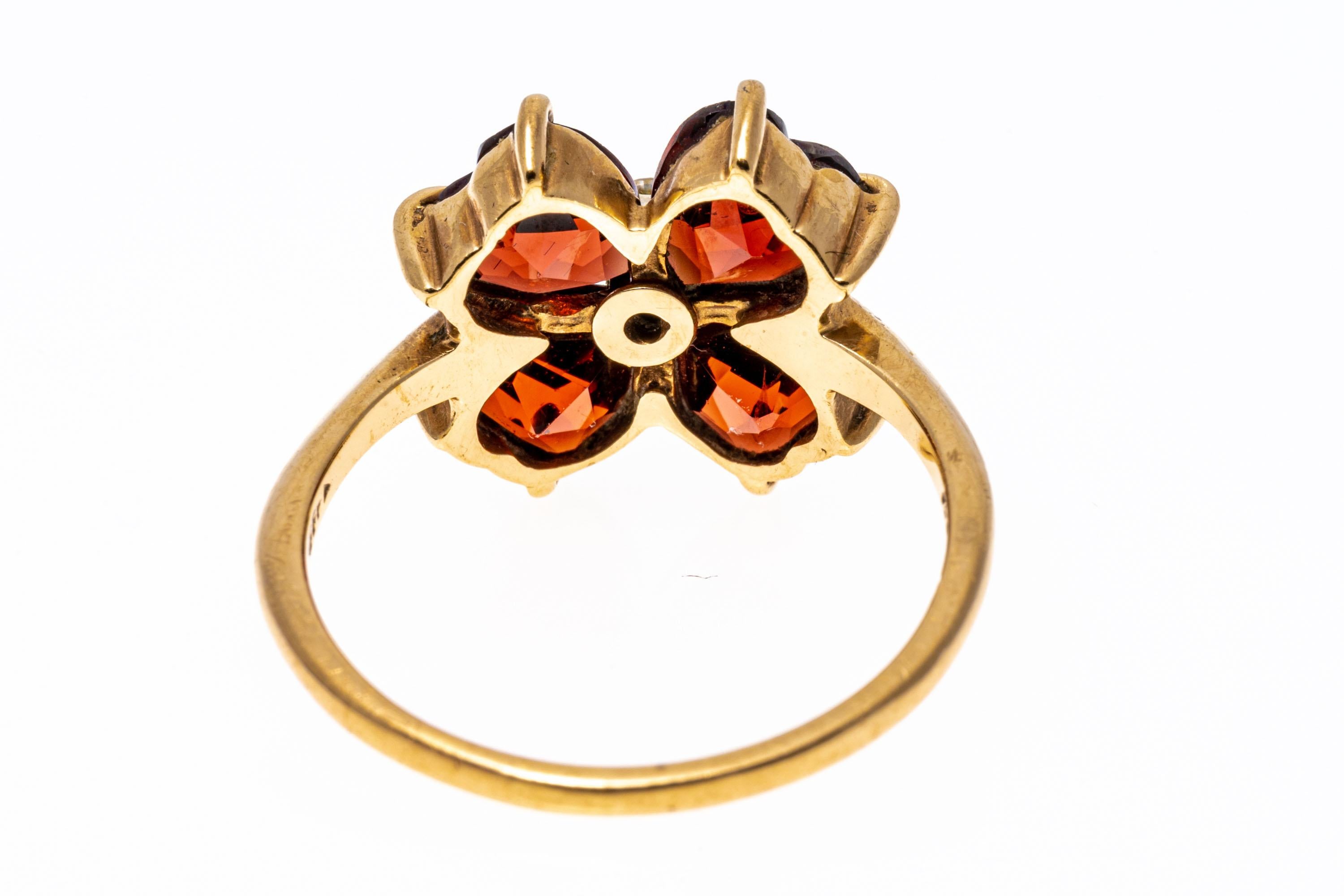Women's 14k Vintage Garnet and Diamond Clover Motif Ring