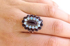 14 Karat Vintage Garnet and Diamond Ladies Ring