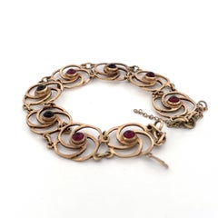 14K Vintage Garnet Link Bracelet
