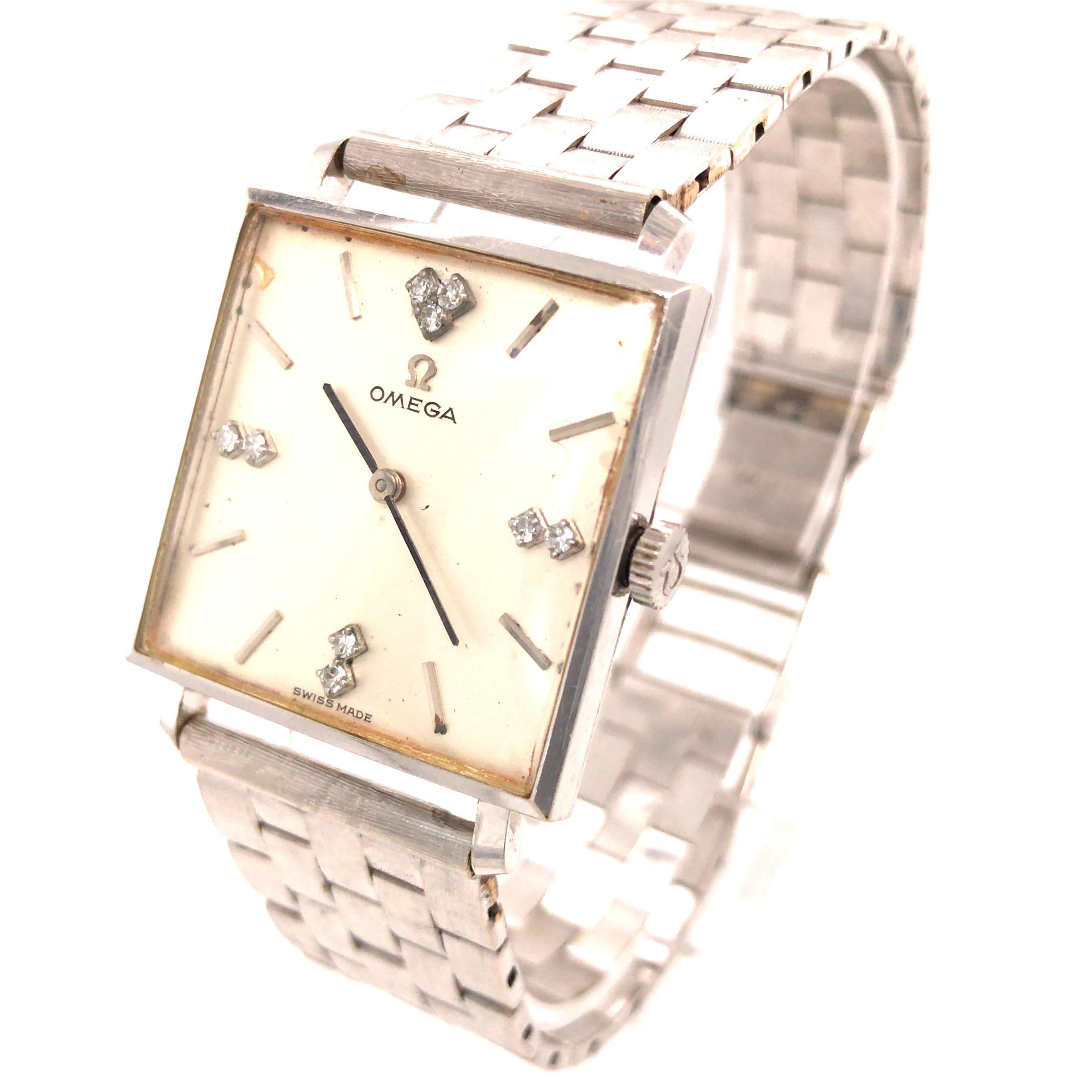 14K Vintage Omega Men's Watch White Gold.  1