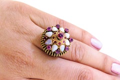 14 Karat Vintage Opal and Ruby Ladies Ring