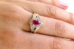 14 Karat Vintage Rub and Diamond Ladies Ring