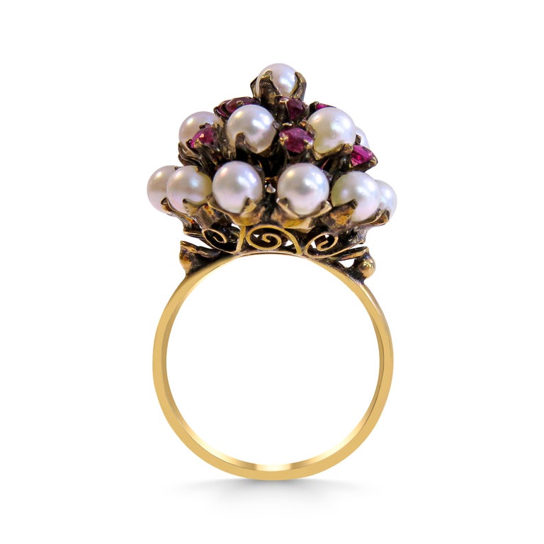 14 Karat Vintage Ruby and Pearl Ladies Ring For Sale at 1stDibs | ruby ...