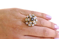14 Karat Vintage Sapphire, Opal and Diamond Ladies Ring