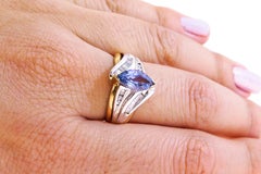14 Karat Vintage Tanzanite and Diamond Ladies Ring
