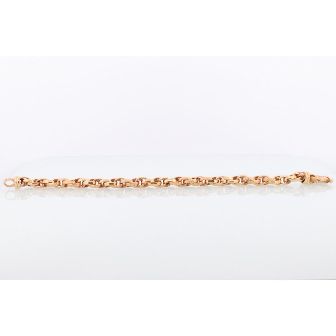 Bracelet tissé 14k. Bracelet de chaîne à maillons de corde en or jaune texturé Rolo Weave. 1