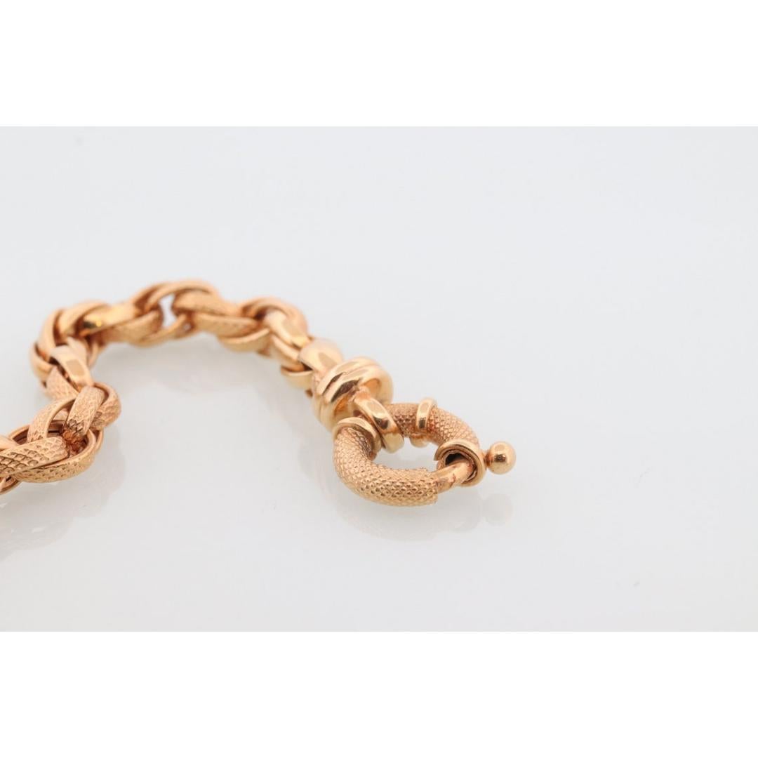 Bracelet tissé 14k. Bracelet de chaîne à maillons de corde en or jaune texturé Rolo Weave. 3