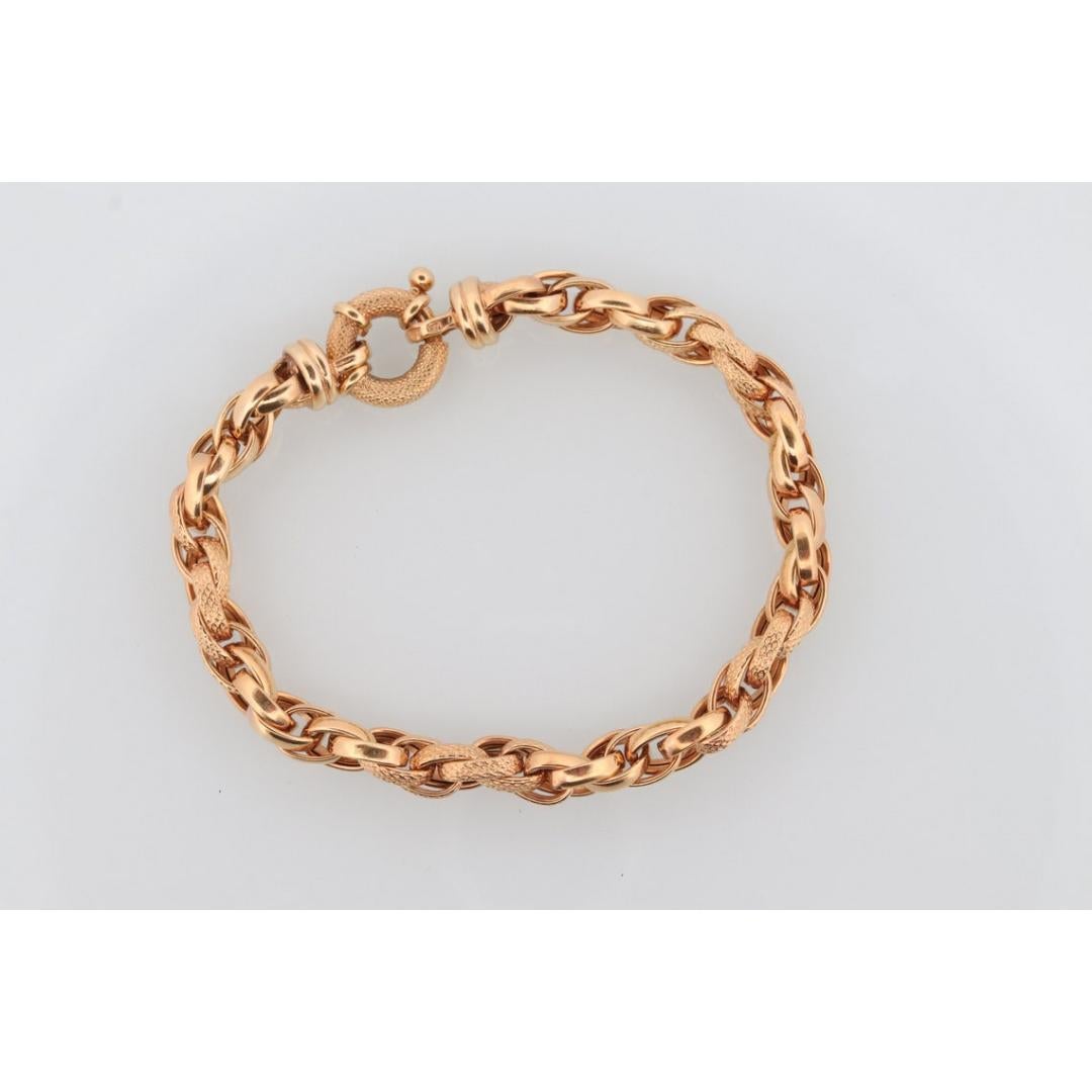 Bracelet tissé 14k. Bracelet de chaîne à maillons de corde en or jaune texturé Rolo Weave. 5