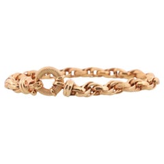 Bracciale con intreccio 14k. Bracciale a catena in oro giallo con intreccio Rolo Weave Rope Link.