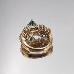 14k Wedding Ring W/ Teal Green Marquise Diamond/Round Diamonds /Total 3.09cts