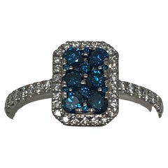 14k wg 1cttw Blue & White Diamond Cocktail Ring