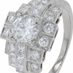 14K WG Beverly K 0.93 CT Diamond Center Engagement Ring