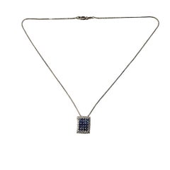 14K WG Blue and White Sapphire Pendant Necklace #15573