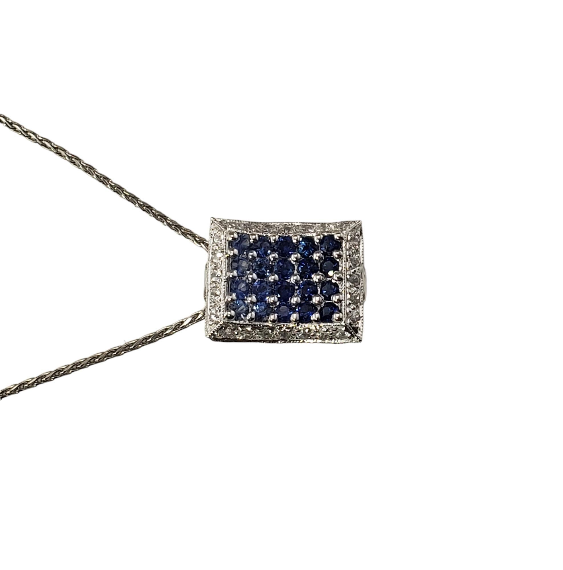  14K WG Blue and White Sapphire Pendant Necklace #15573 In Good Condition For Sale In Washington Depot, CT