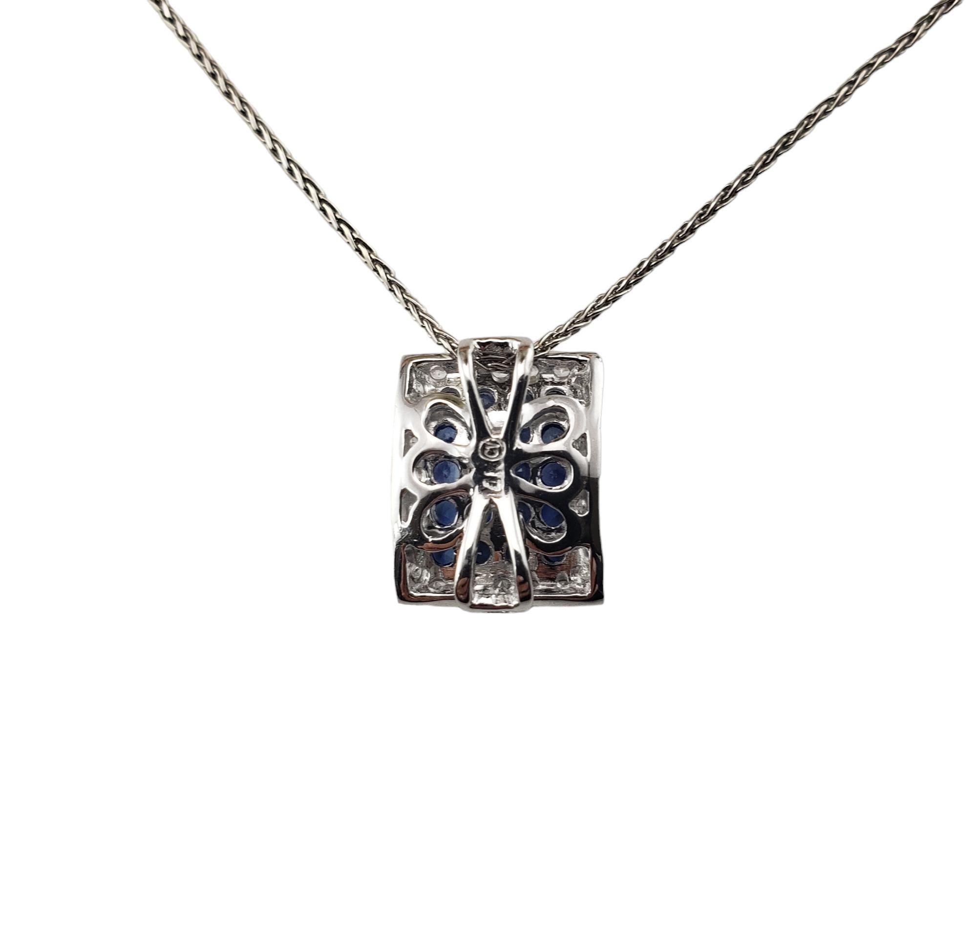 Women's  14K WG Blue and White Sapphire Pendant Necklace #15573 For Sale