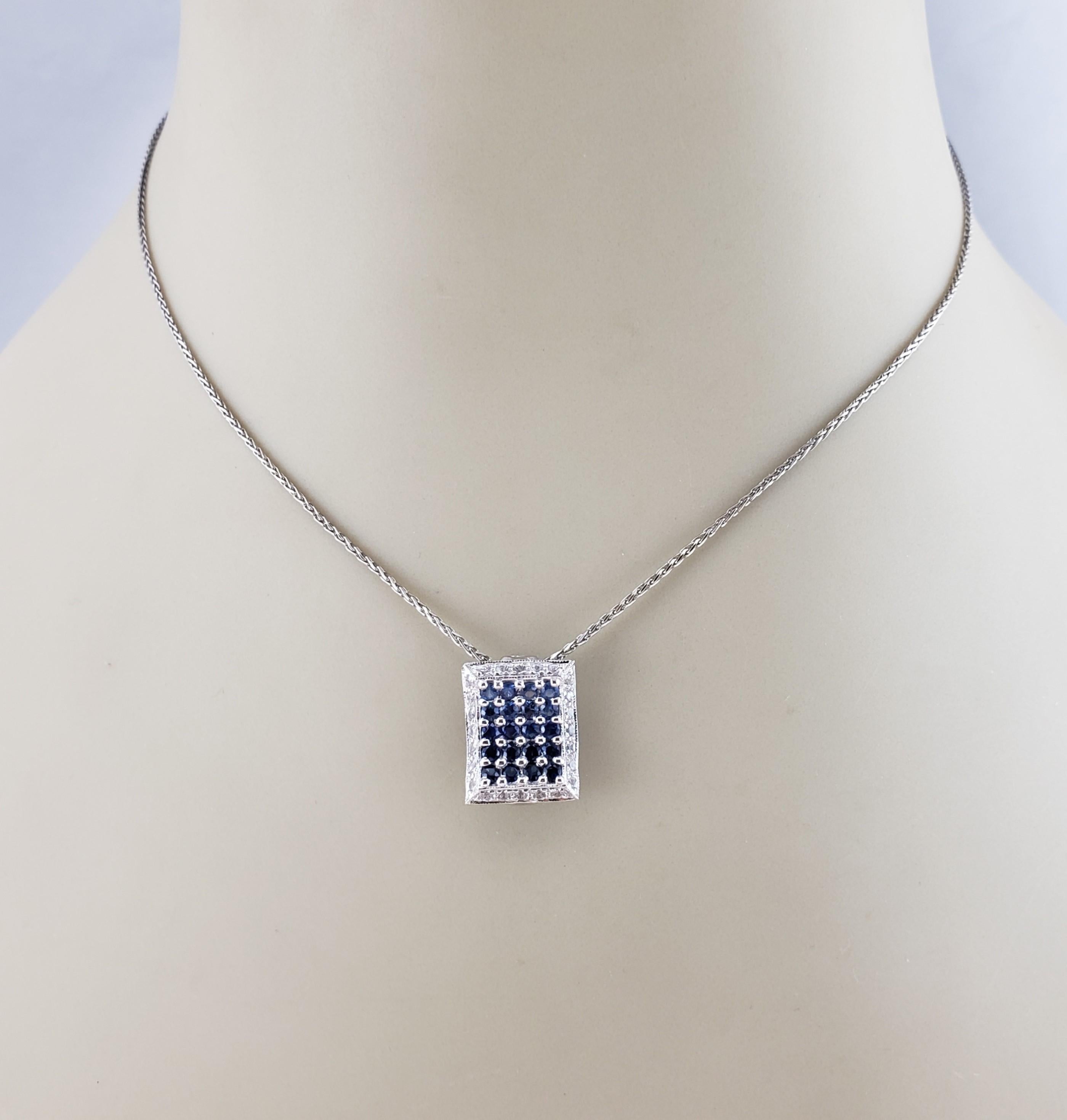  14K WG Blue and White Sapphire Pendant Necklace #15573 For Sale 2