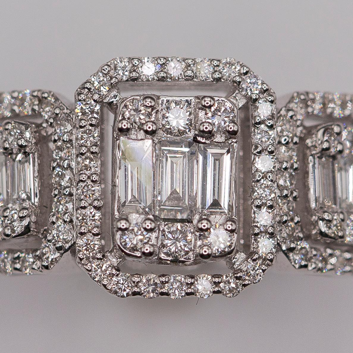 Baguette Cut 14k WG Channel Set Diamond Ring For Sale