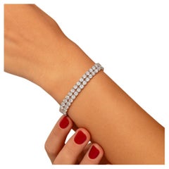 14K WG DIAMANT 2-ROW TENNIS BRACELET 5.75 cttw