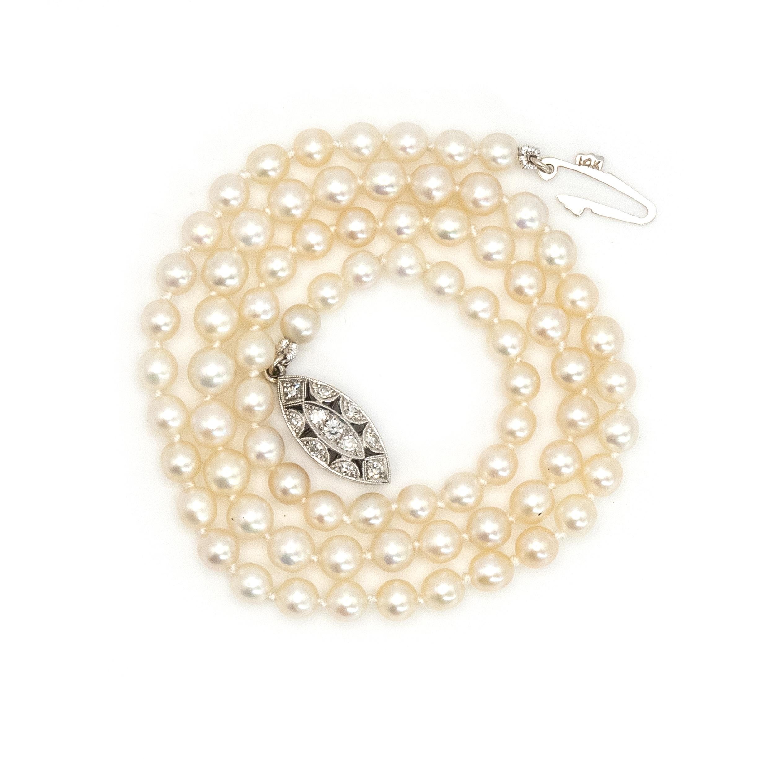 14K WG Diamond GIA Certified Natural Pearl Necklace For Sale 4