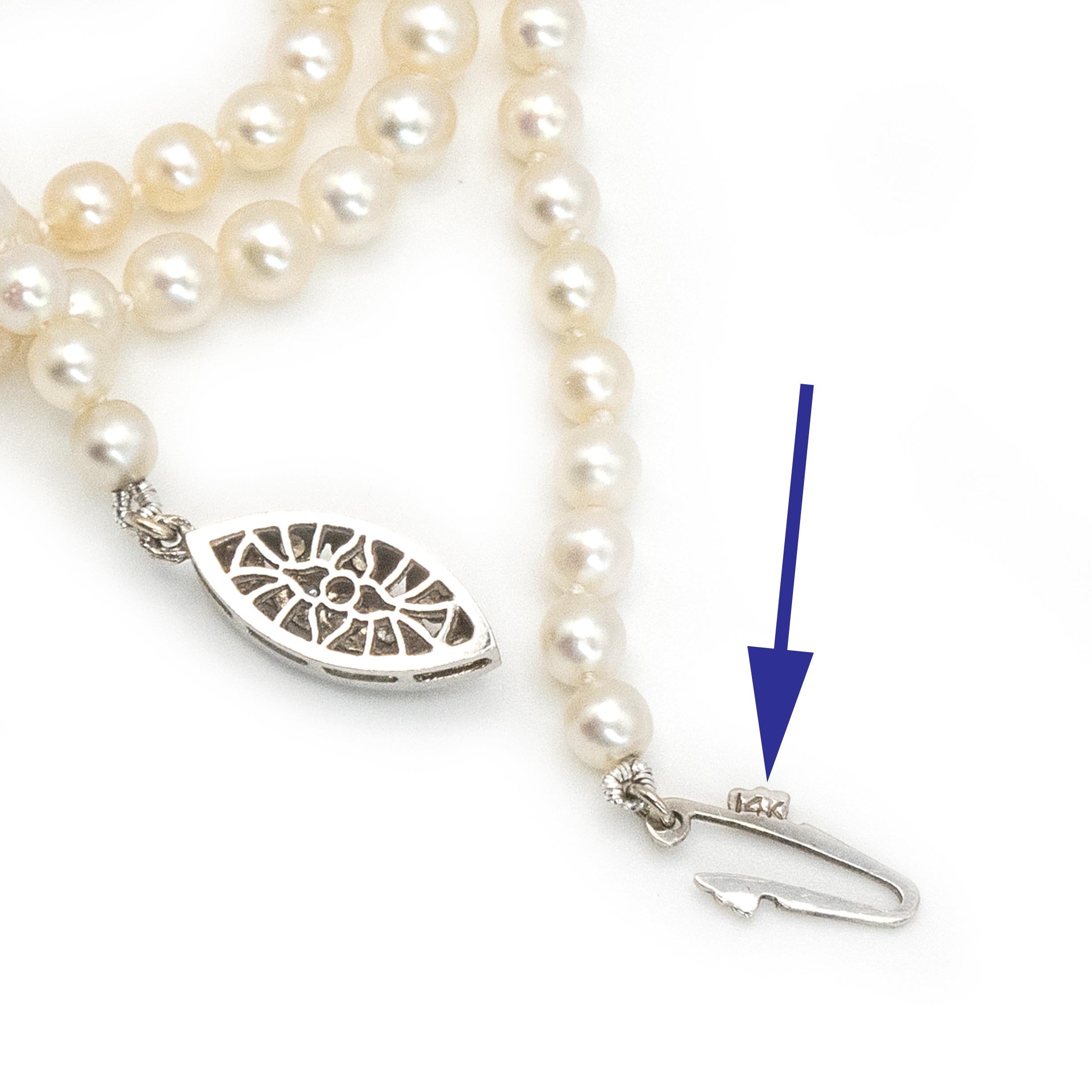 14K WG Diamond GIA Certified Natural Pearl Necklace In Excellent Condition For Sale In New York, NY