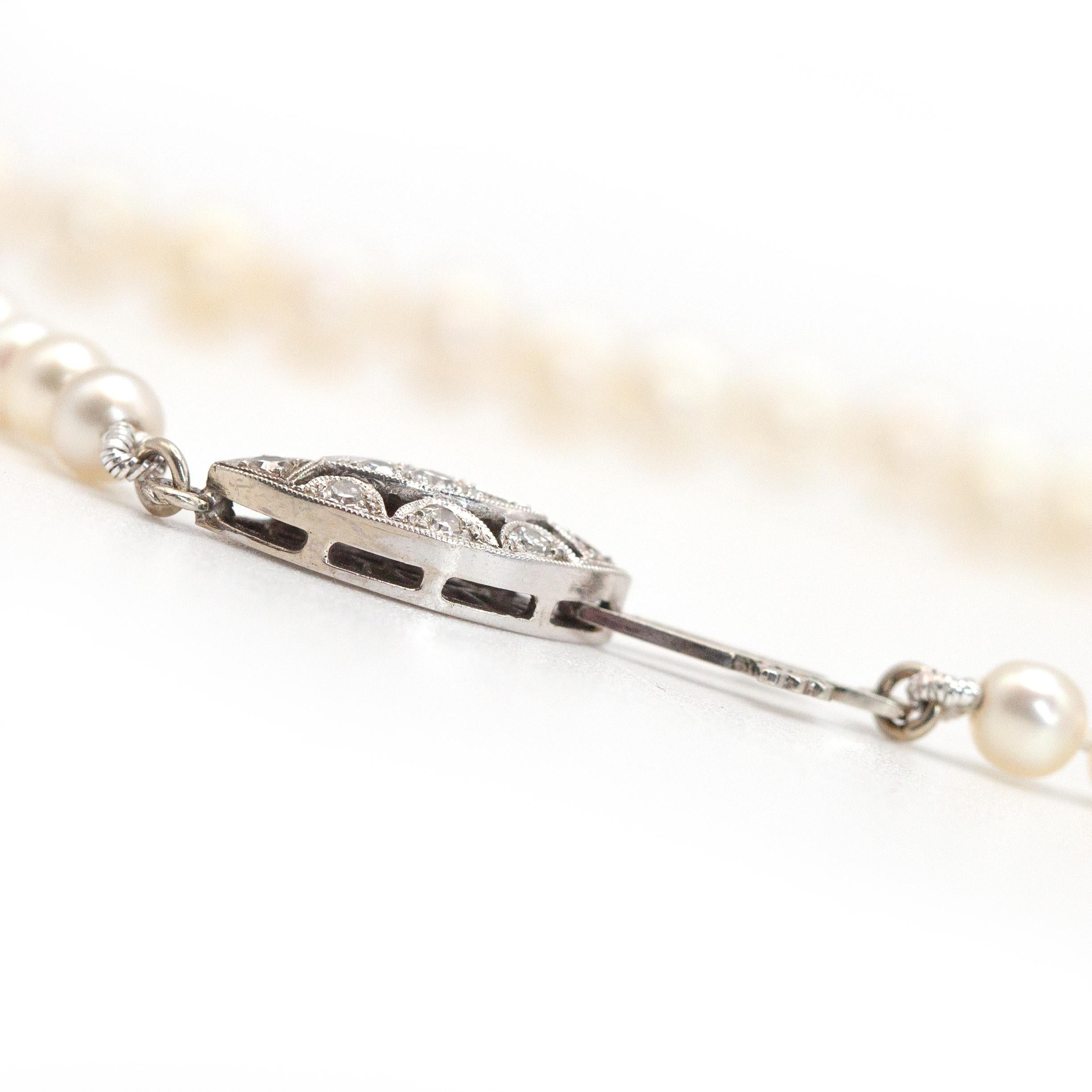 14K WG Diamond GIA Certified Natural Pearl Necklace For Sale 3
