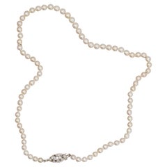 14K WG Diamond GIA Certified Natural Pearl Necklace