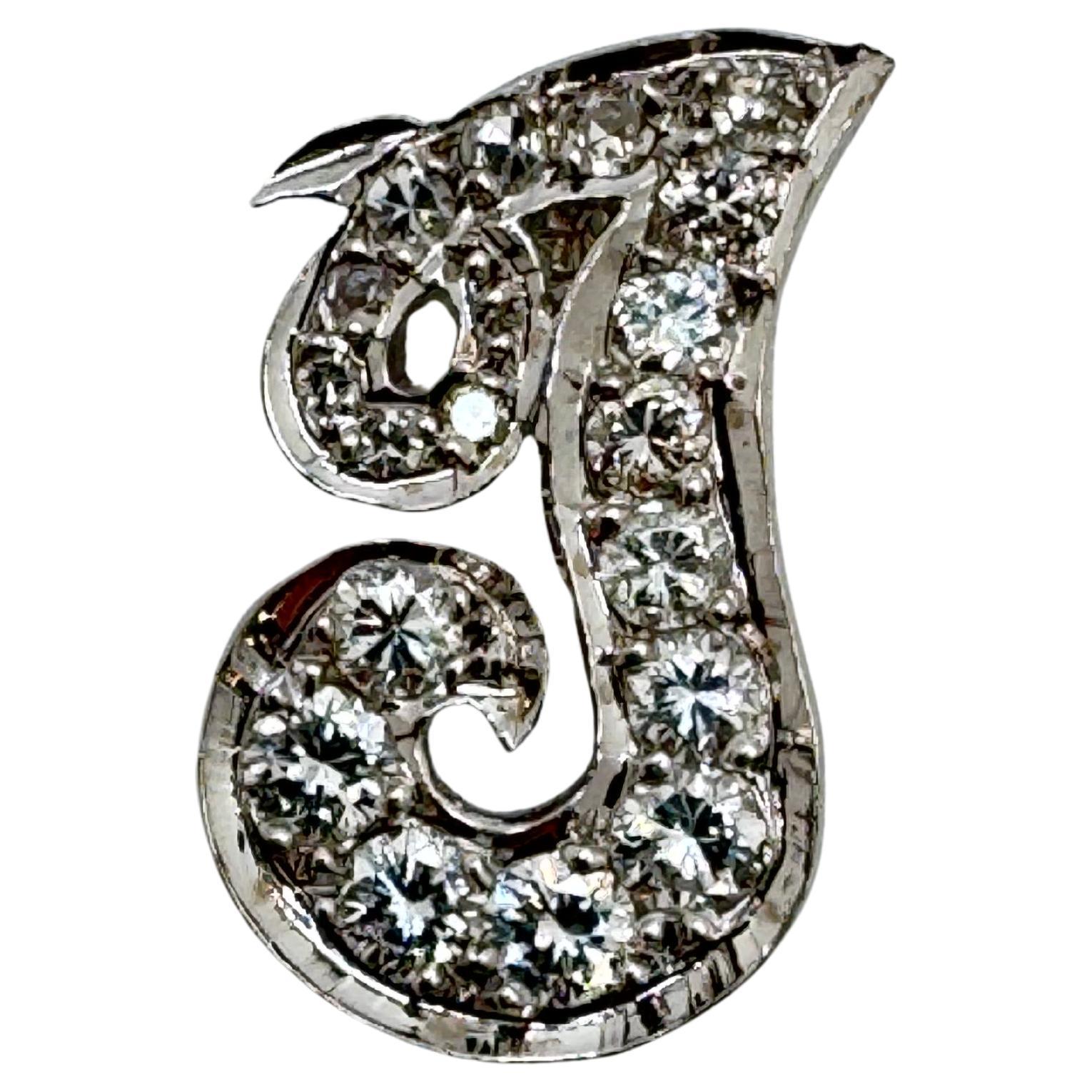 14K WG Diamond J Initial Script