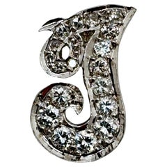 14K WG Diamante J Iniziale Script
