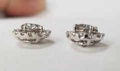 14k Gold Diamond Stud Earrings with Diamond Halo-Jackets Total Weight 2.71 Carat